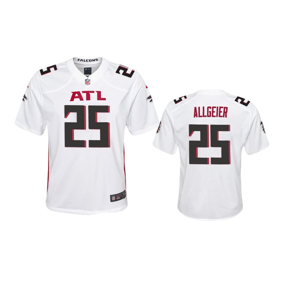 Youth Falcons Tyler Allgeier White Game Jersey 1 youth falcons tyler allgeier game white jersey