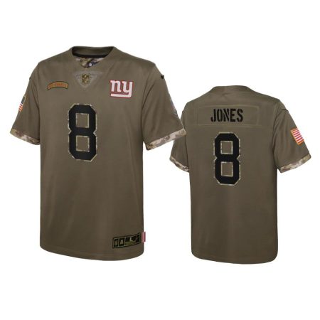 Youth New York Giants Daniel Jones Olive 2022 Salute To Service Limited Jersey