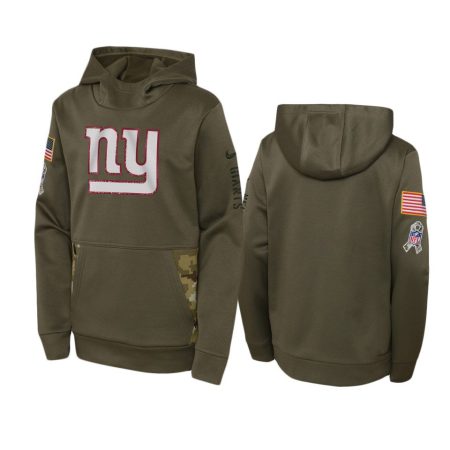 Youth New York Giants Olive 2022 Salute to Service Performance Hoodie