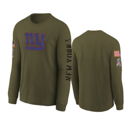 Youth New York Giants Olive 2022 Salute To Service Team Logo Long Sleeve T-Shirt