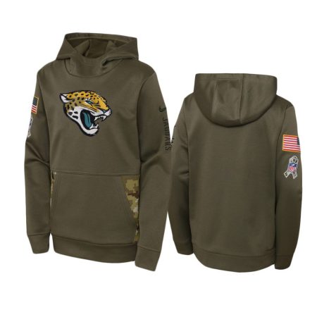 Youth Jacksonville Jaguars Olive 2022 Salute to Service Performance Hoodie