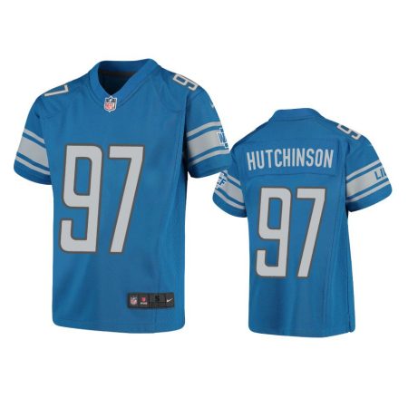 Youth Lions Aidan Hutchinson Blue Game Jersey