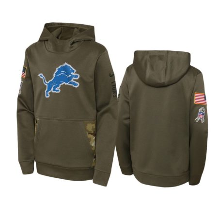 Youth Detroit Lions Olive 2022 Salute to Service Performance Hoodie