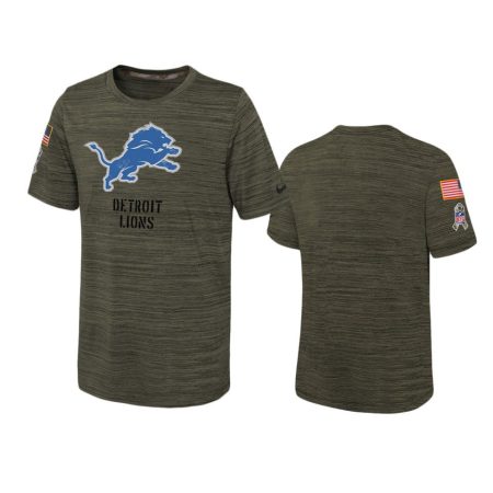 Youth Detroit Lions Olive 2022 Salute To Service Velocity T-Shirt