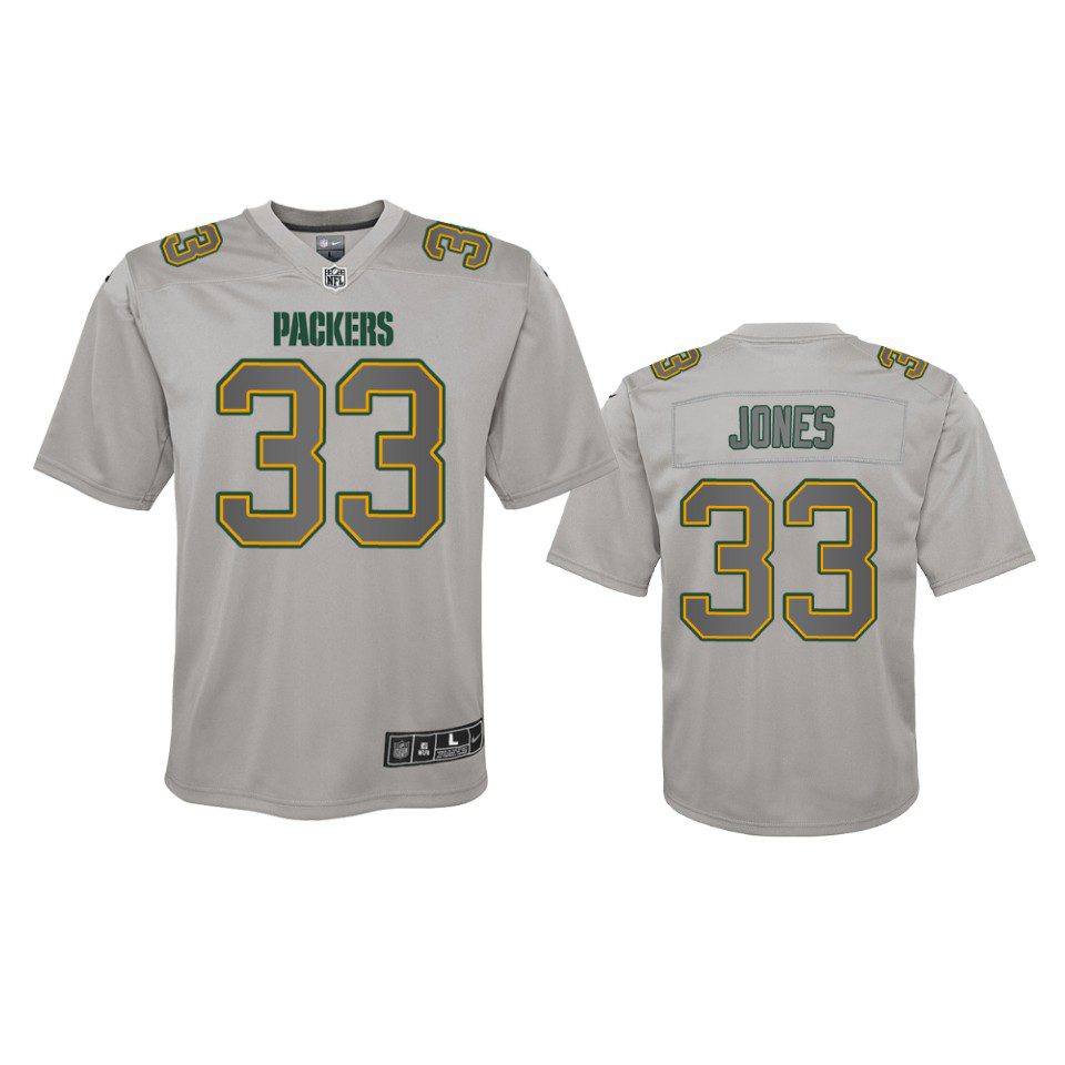 Youth Packers Aaron Jones Gray Atmosphere Fashion Game Jersey 1 youth packers aaron jones atmosphere fashion game gray jersey
