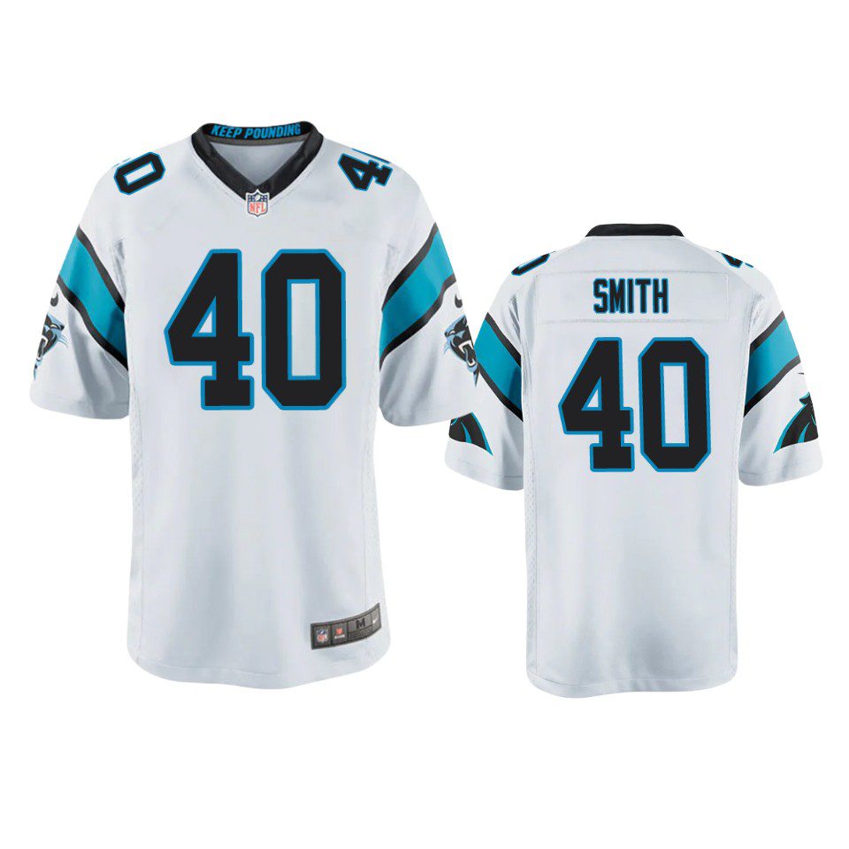 Youth Panthers Brandon Smith White Game Jersey 1 youth panthers brandon smith game white jersey