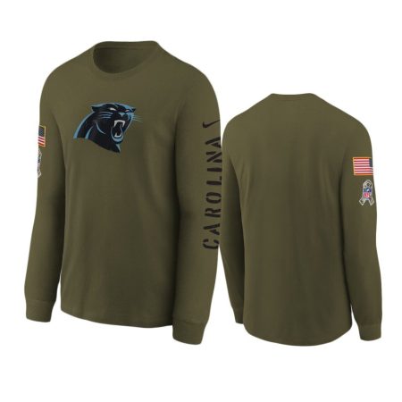 Youth Carolina Panthers Olive 2022 Salute To Service Team Logo Long Sleeve T-Shirt