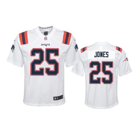 Youth Patriots Marcus Jones White Game Jersey