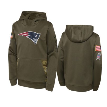 Youth New England Patriots Olive 2022 Salute to Service Performance Hoodie