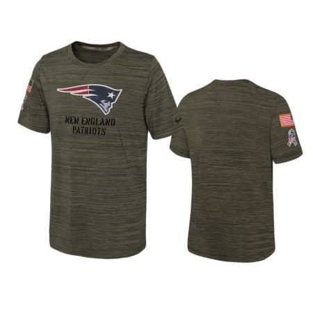 Youth New England Patriots Olive 2022 Salute To Service Velocity T-Shirt