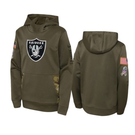 Youth Las Vegas Raiders Olive 2022 Salute to Service Performance Hoodie
