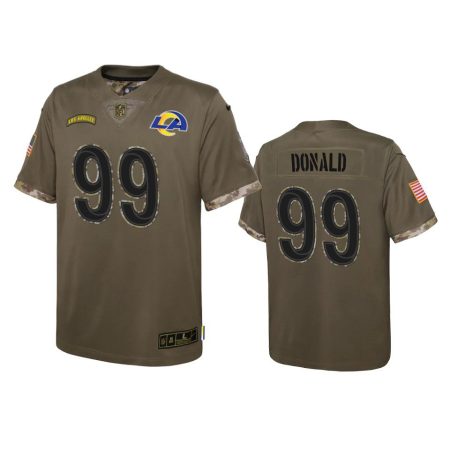 Youth Los Angeles Rams Aaron Donald Olive 2022 Salute To Service Limited Jersey