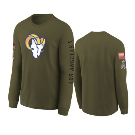 Youth Los Angeles Rams Olive 2022 Salute To Service Team Logo Long Sleeve T-Shirt
