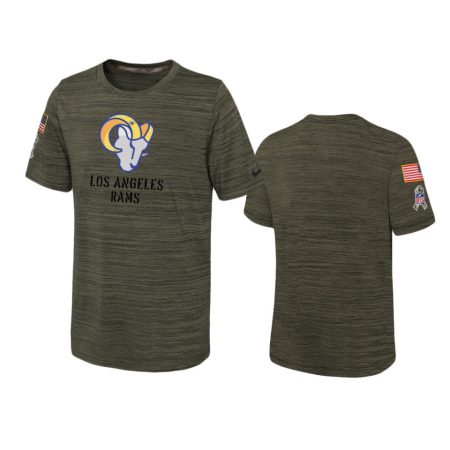 Youth Los Angeles Rams Olive 2022 Salute To Service Velocity T-Shirt