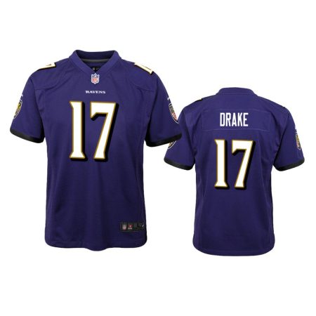 Youth Ravens Kenyan Drake Purple Game Jersey