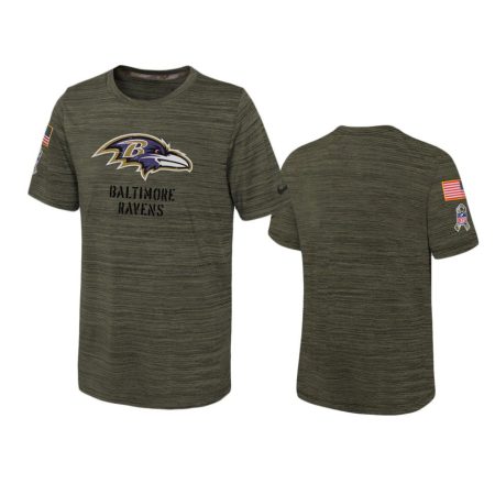 Youth Baltimore Ravens Olive 2022 Salute To Service Velocity T-Shirt