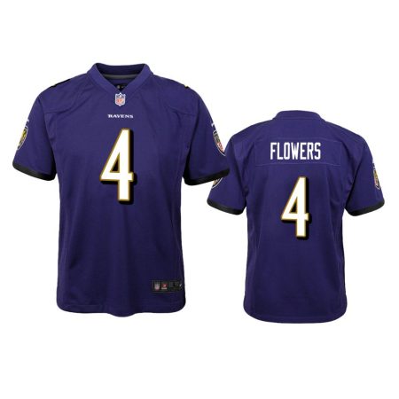 Youth Ravens Zay Flowers Purple Game Jersey