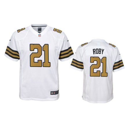 Youth Saints Bradley Roby White Game Jersey