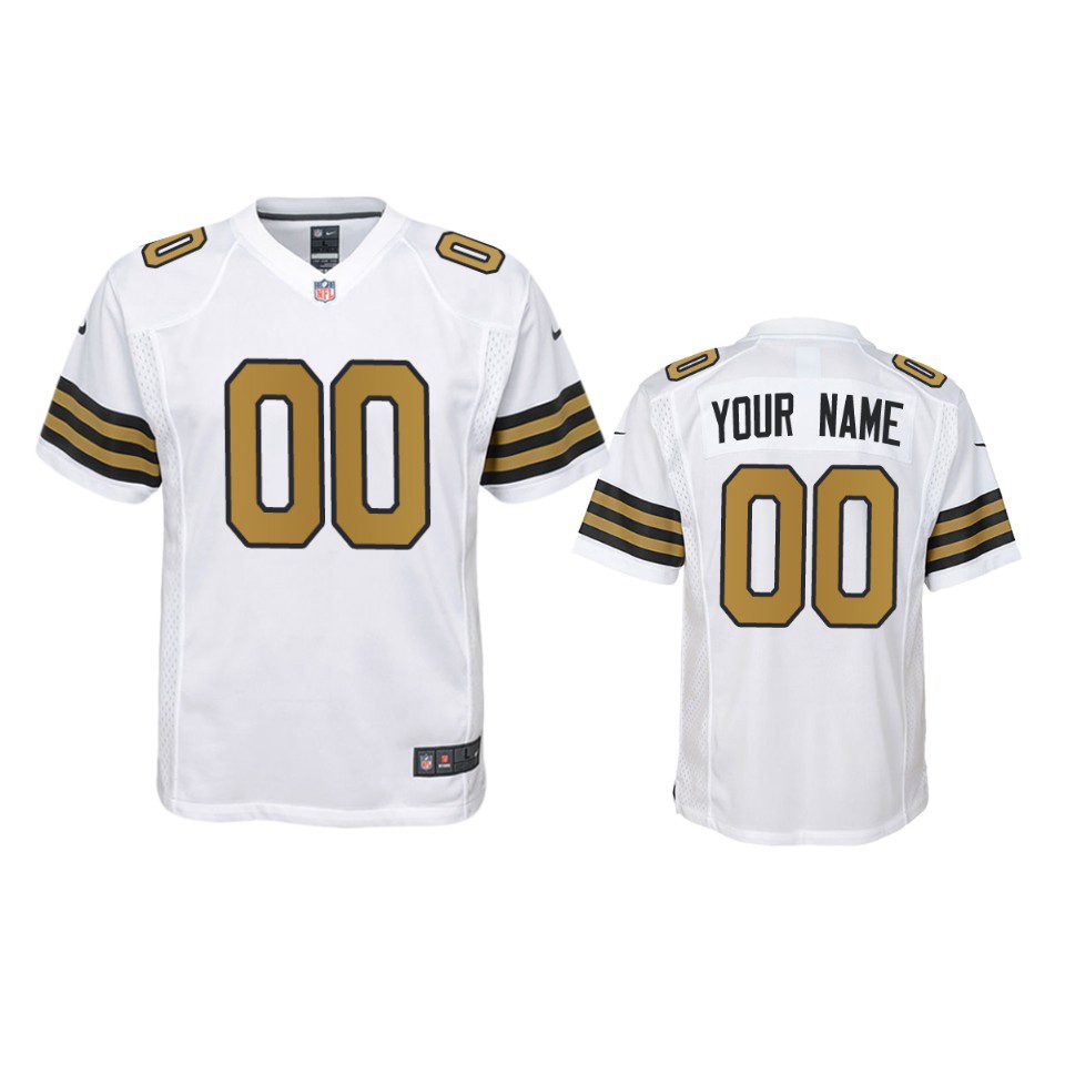 Youth Saints Custom White Game Jersey 1 youth saints custom game white jersey