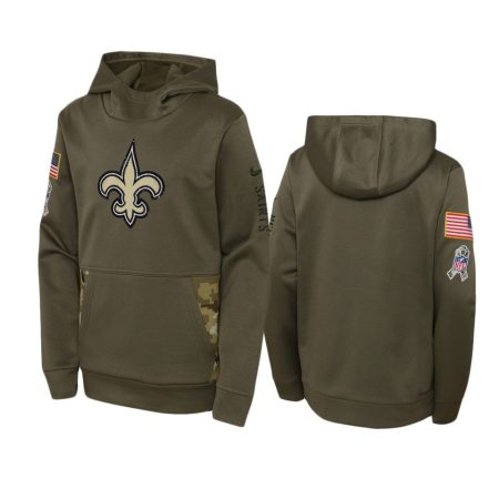 Youth New Orleans Saints Olive 2022 Salute to Service Performance Hoodie
