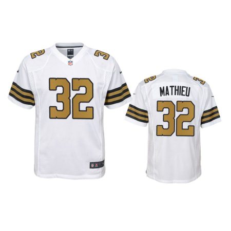 Youth Saints Tyrann Mathieu White Game Jersey