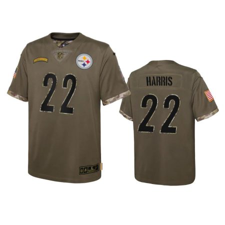 Youth Pittsburgh Steelers Najee Harris Olive 2022 Salute To Service Limited Jersey