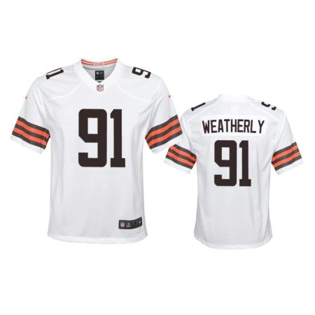 Youth Cleveland Browns Stephen Weatherly White Game Jersey