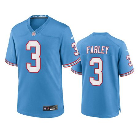 Youth Titans Caleb Farley Light Blue Oilers Throwback Game Jersey