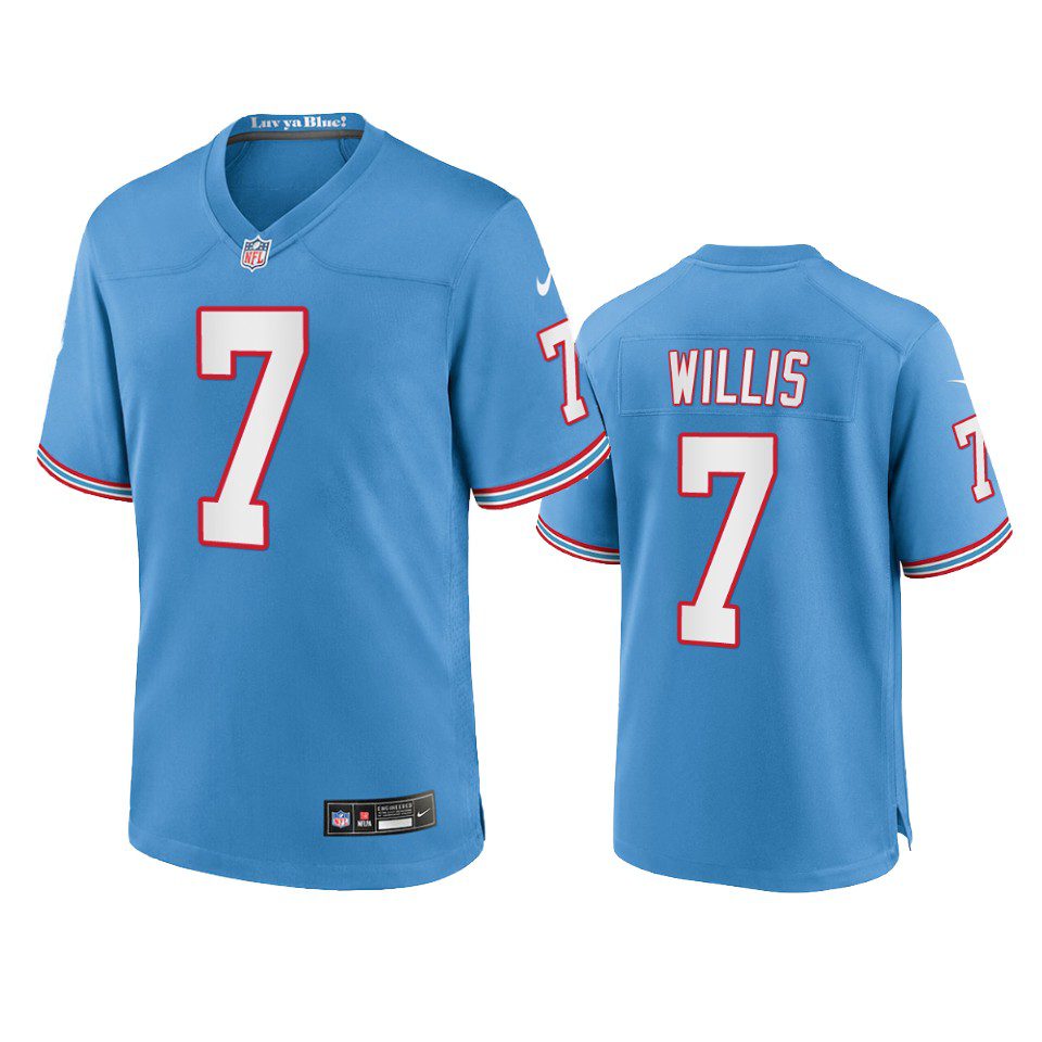 Youth Titans Malik Willis Light Blue Oilers Throwback Game Jersey 1 youth titans malik willis oilers throwback game light blue jersey