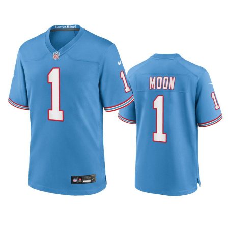 Youth Titans Warren Moon Light Blue Oilers Throwback Game Jersey