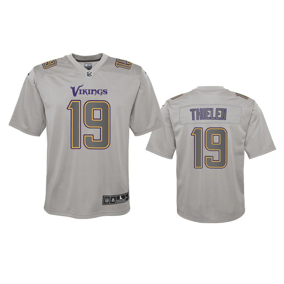 Youth Vikings Adam Thielen Gray Atmosphere Fashion Game Jersey 1 youth vikings adam thielen atmosphere fashion game gray jersey