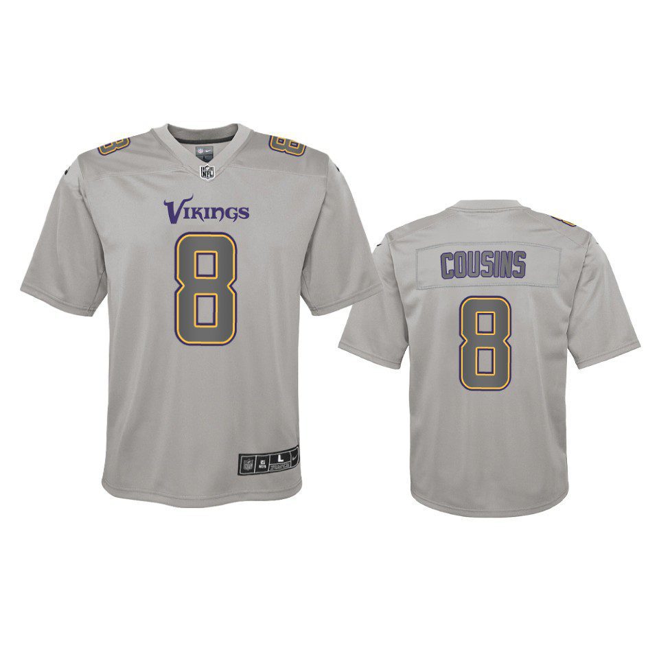 Youth Vikings Kirk Cousins Gray Atmosphere Fashion Game Jersey 1 youth vikings kirk cousins atmosphere fashion game gray jersey