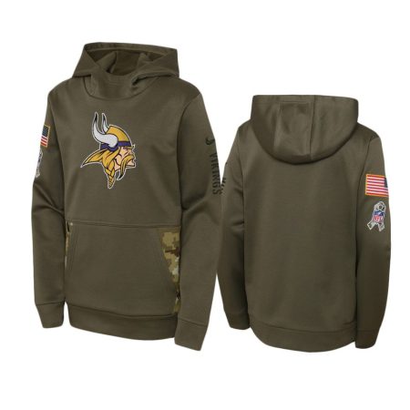 Youth Minnesota Vikings Olive 2022 Salute to Service Performance Hoodie