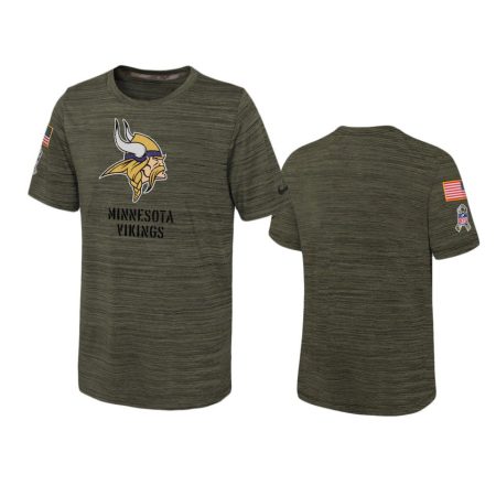 Youth Minnesota Vikings Olive 2022 Salute To Service Velocity T-Shirt