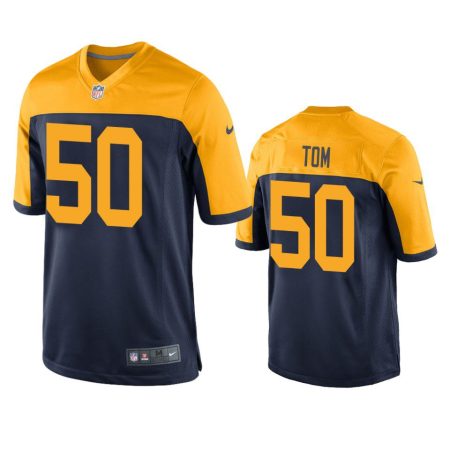 Green Bay Packers Zach Tom Navy Throwback Game Jersey