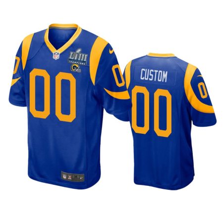 Los Angeles Rams #00 Custom Royal Super Bowl LIII Champions Jersey - Men