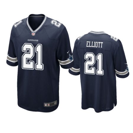 Dallas Cowboys #21 Ezekiel Elliott Navy Game Jersey - Men's