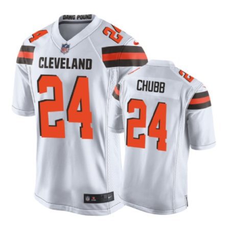 Cleveland Browns #24 Nick Chubb White Nike Game Jersey - Men's