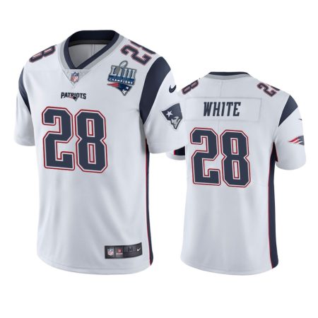 New England Patriots #28 James White White Super Bowl LIII Champions Jersey - Men