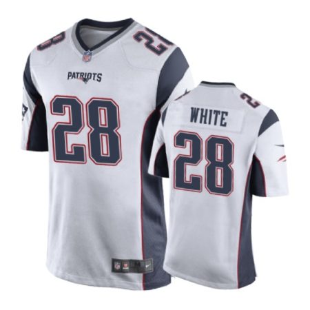New England Patriots #28 James White White Nike Game Jersey - Men's
