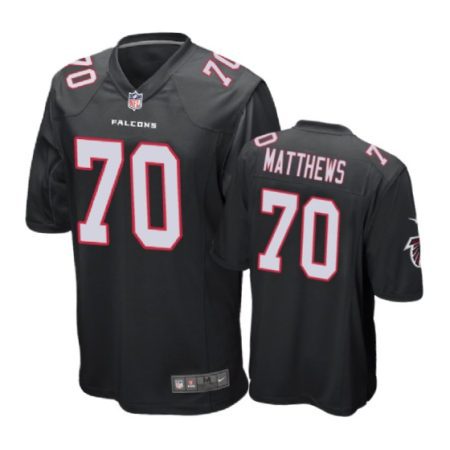 Atlanta Falcons #70 Jake Matthews Black Nike Game Jersey - Men's