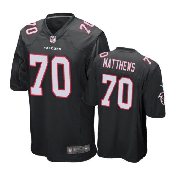 Atlanta Falcons #70 Jake Matthews Black Nike Game Jersey - Men's 1 70 black jake matthews jersey