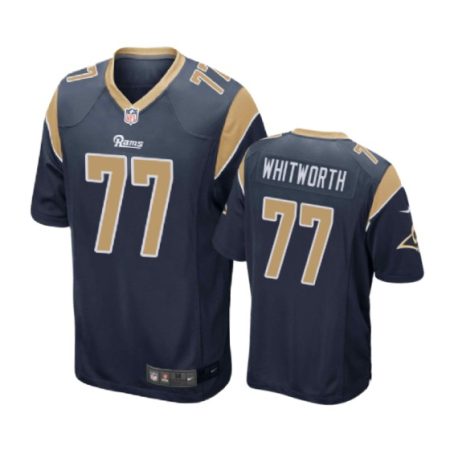 Los Angeles Rams #77 Andrew Whitworth Navy Nike Game Jersey - Men's