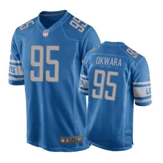 Detroit Lions #95 Romeo Okwara Blue Nike Game Jersey - Men's 1 95 blue romeo okwara jersey