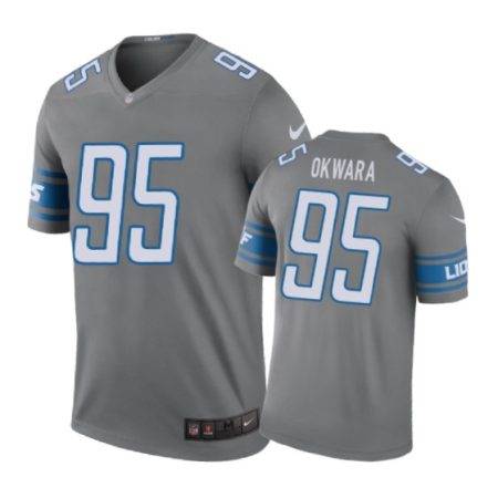 Detroit Lions #95 Romeo Okwara Nike color rush Gray Jersey
