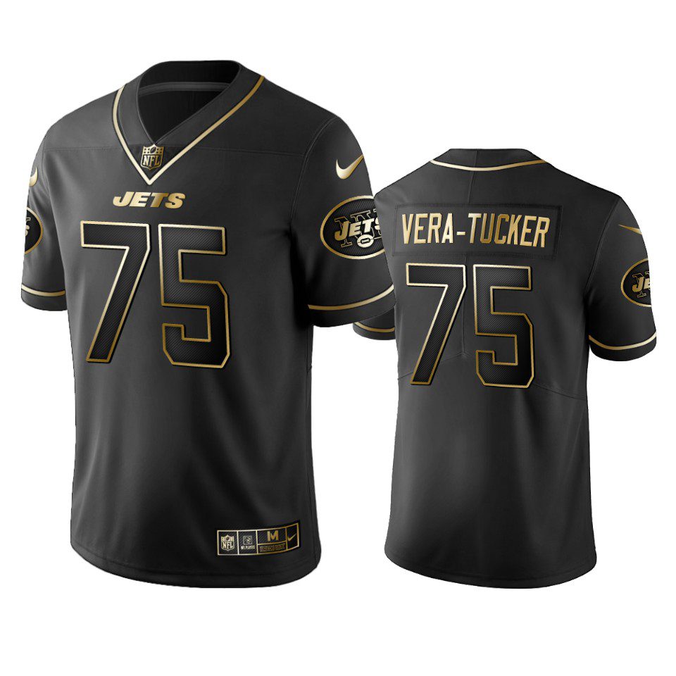 Alijah Vera-Tucker Jets Black Golden Edition Vapor Limited Jersey 1 alijah vera tucker jets black golden edition jersey