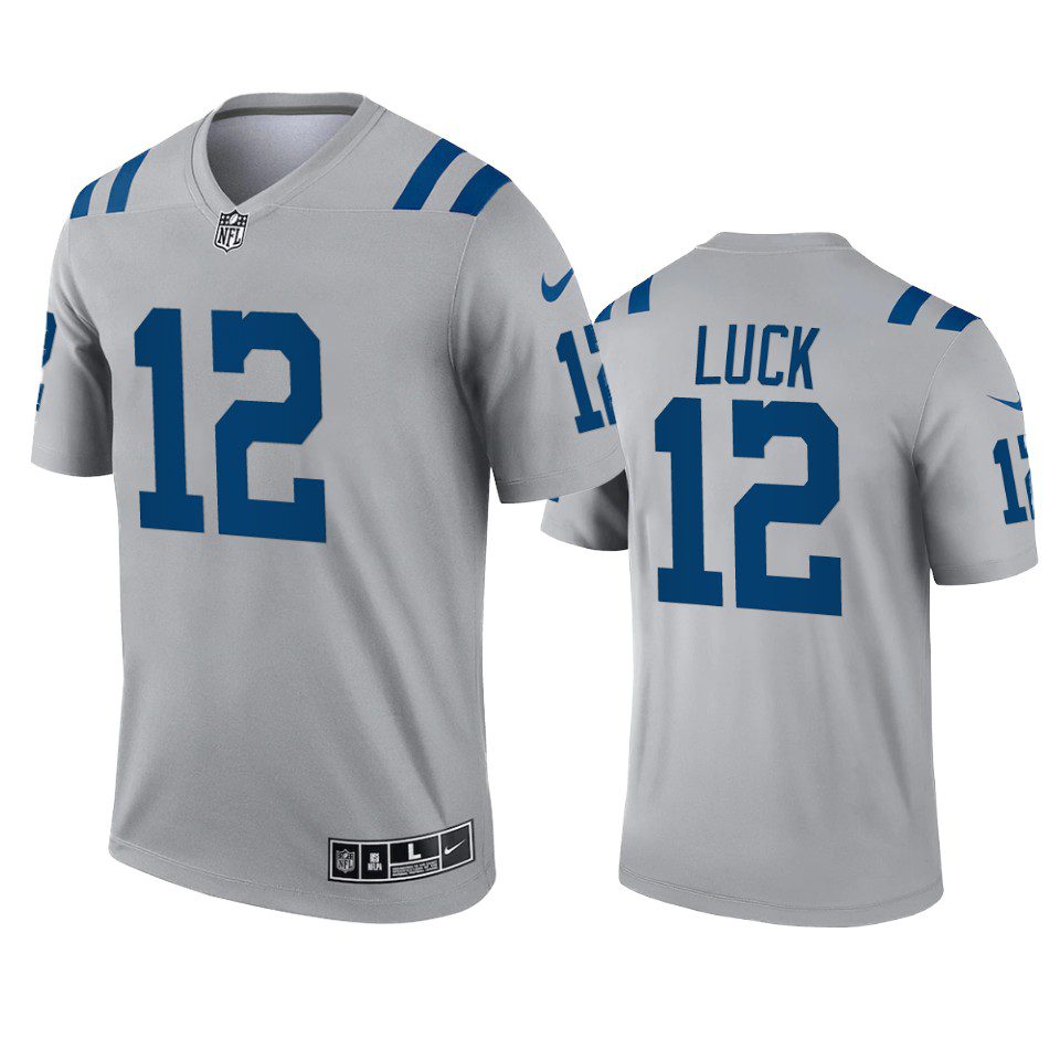 Indianapolis Colts Andrew Luck Gray 2021 Inverted Legend Jersey 1 andrew luck colts 2021 inverted legend gray jersey