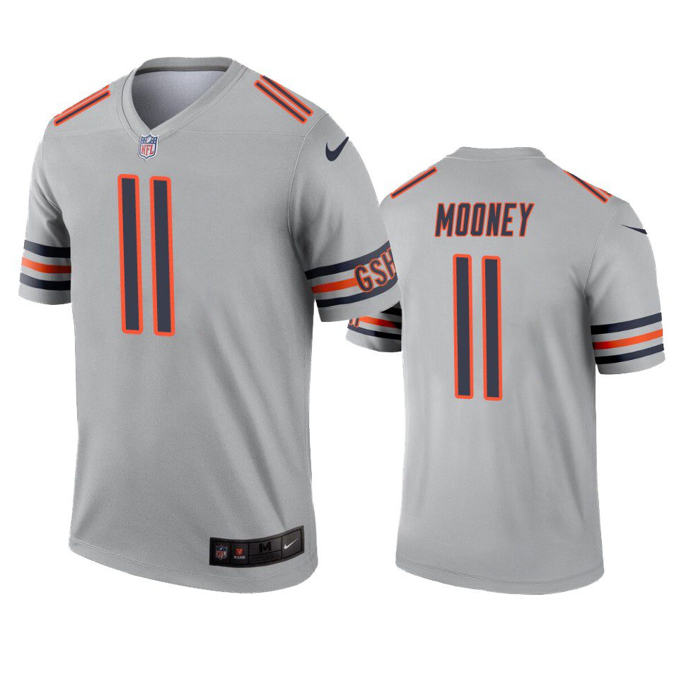 Chicago Bears Darnell Mooney Silver Inverted Legend Jersey 1 bears darnell mooney silver inverted legend jersey