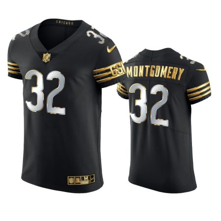 Chicago Bears David Montgomery Black Golden Edition Vapor Elite Jersey - Men's