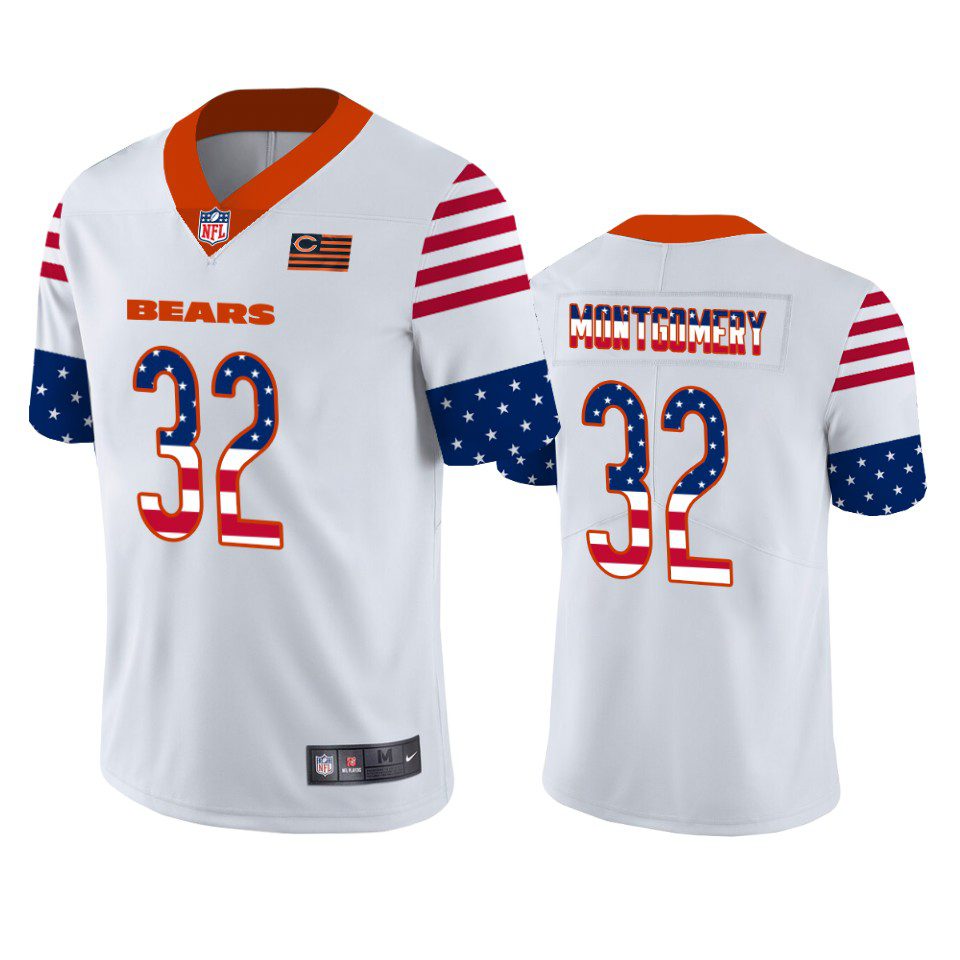 David Montgomery Chicago Bears White Independence Day Stars & Stripes Jersey 1 bears david montgomery white independence day vapor jersey